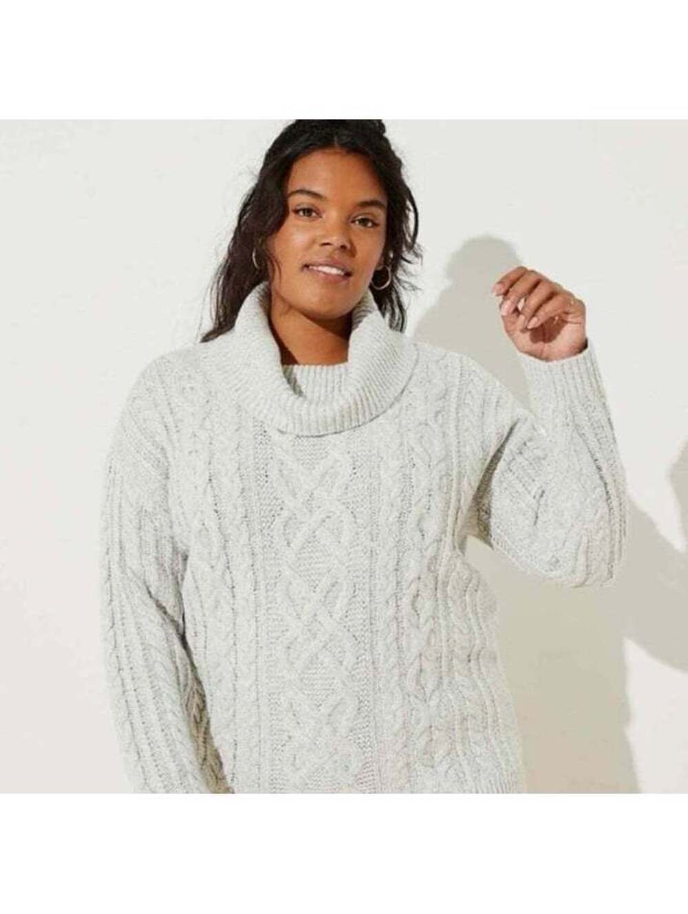 Loft chunky cable knit cowl neck sweater